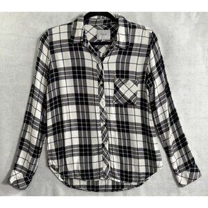 RAILS Women Hunter Flannel Shirt Long Sleeve Checker Sz M Black White 4a-18